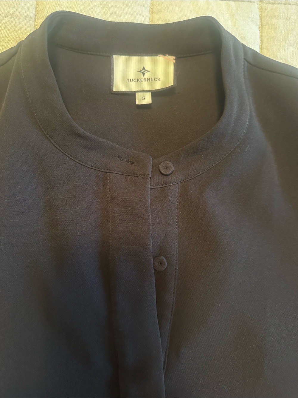 Tuckernuck Black Stretch Crepe Royal Shirt Dress Size Small, Half Sleeve - Picture 8 of 9